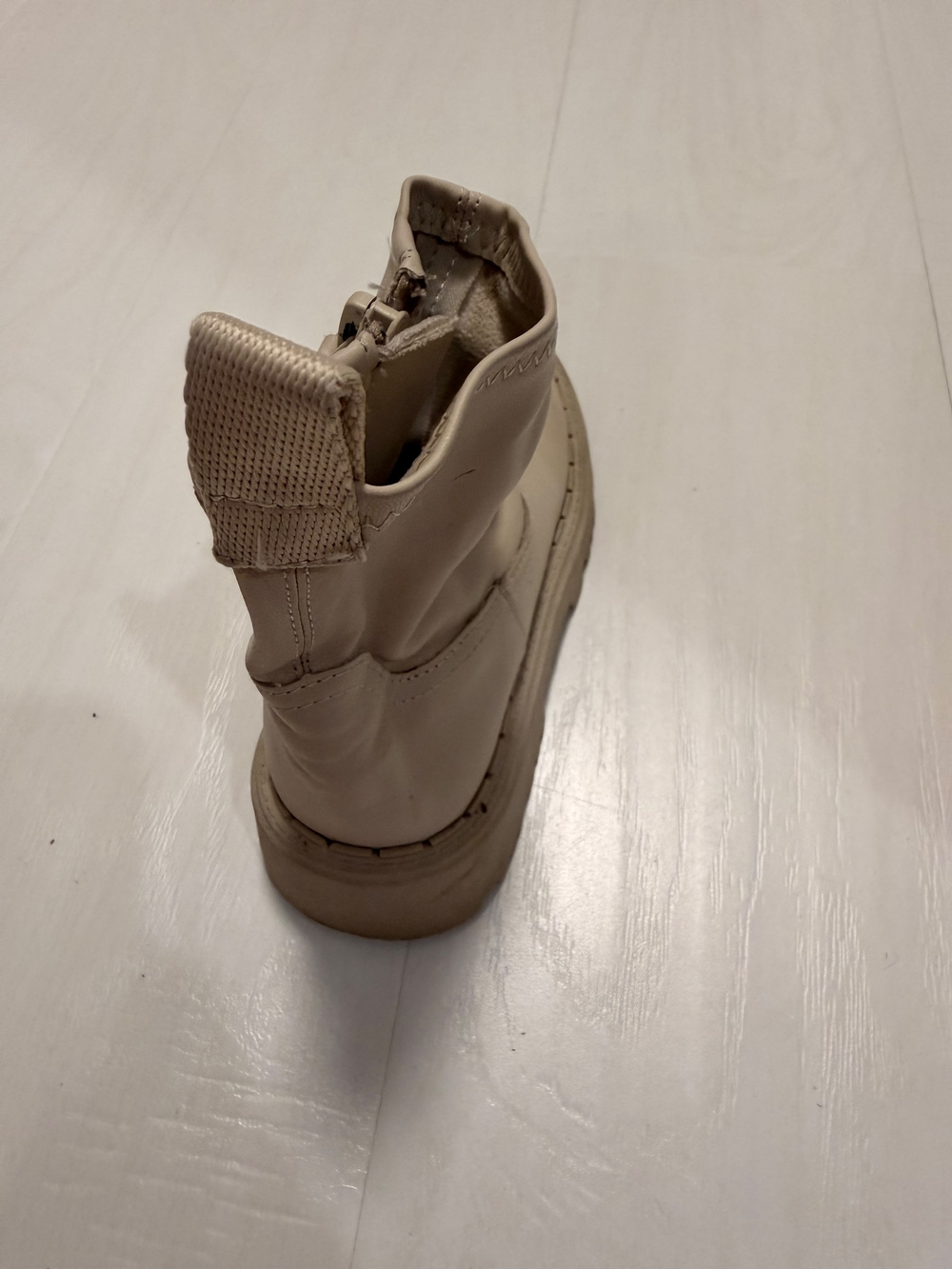Zara Kids Cream Ankle Boots with Rear Pull-Tab